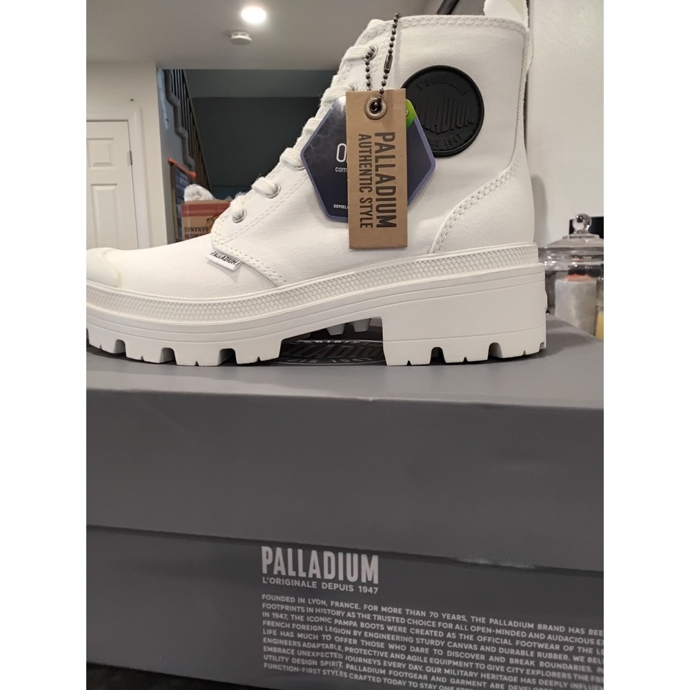 Palladium Pallabase Twill Womens Boots Star White Canvas Platform 96907-116-M 10 - Picture 5 of 8